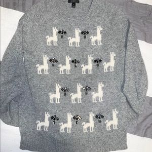J Crew Llama Sweater with Gem Accents Sz S